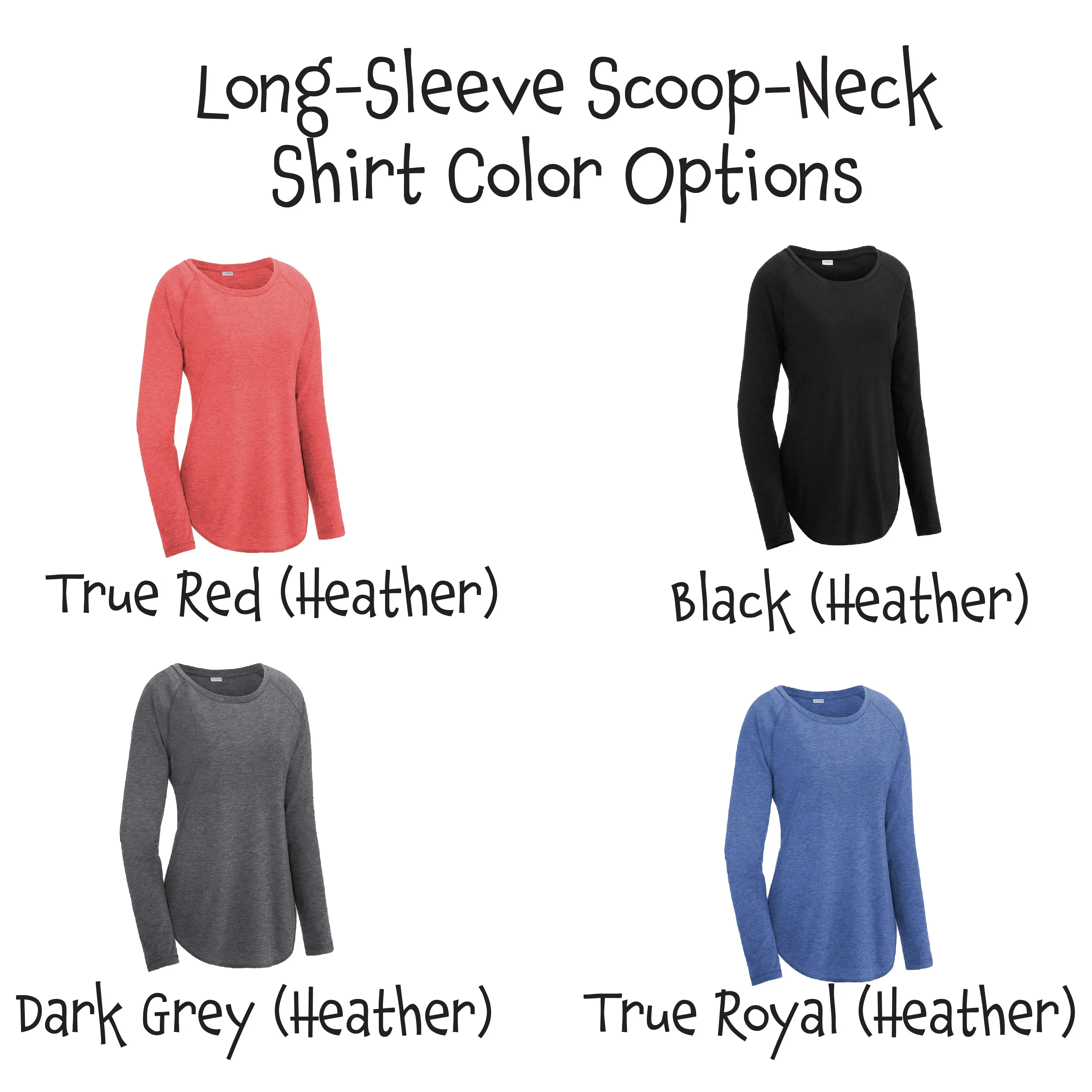 002 With Pickleballs (Colors Cyan Orange Rainbow Red) Customizable | Women's Long Sleeve Scoop Neck Pickleball Shirts | 75/13/12 poly/cotton/rayon