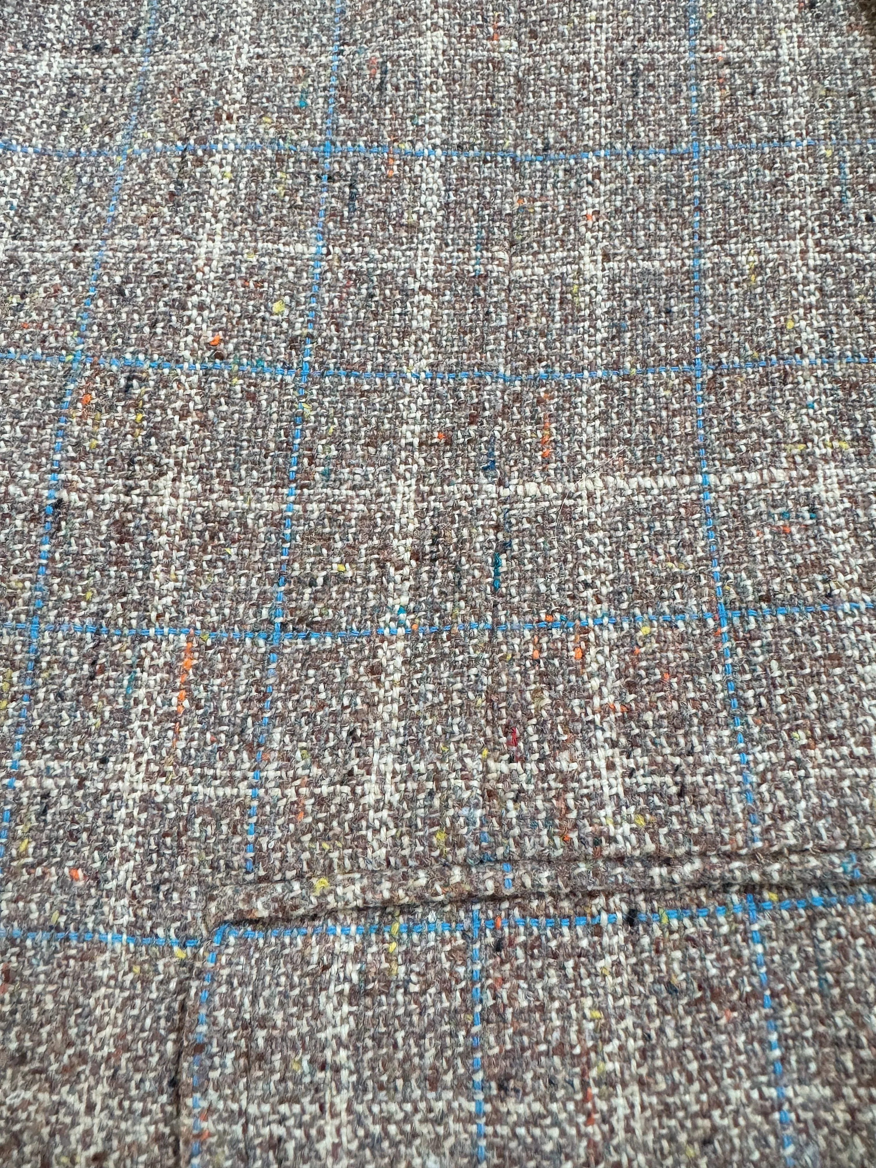 70s Vintage Neutral Blue Plaid Tweed Sport Coat (M/L)