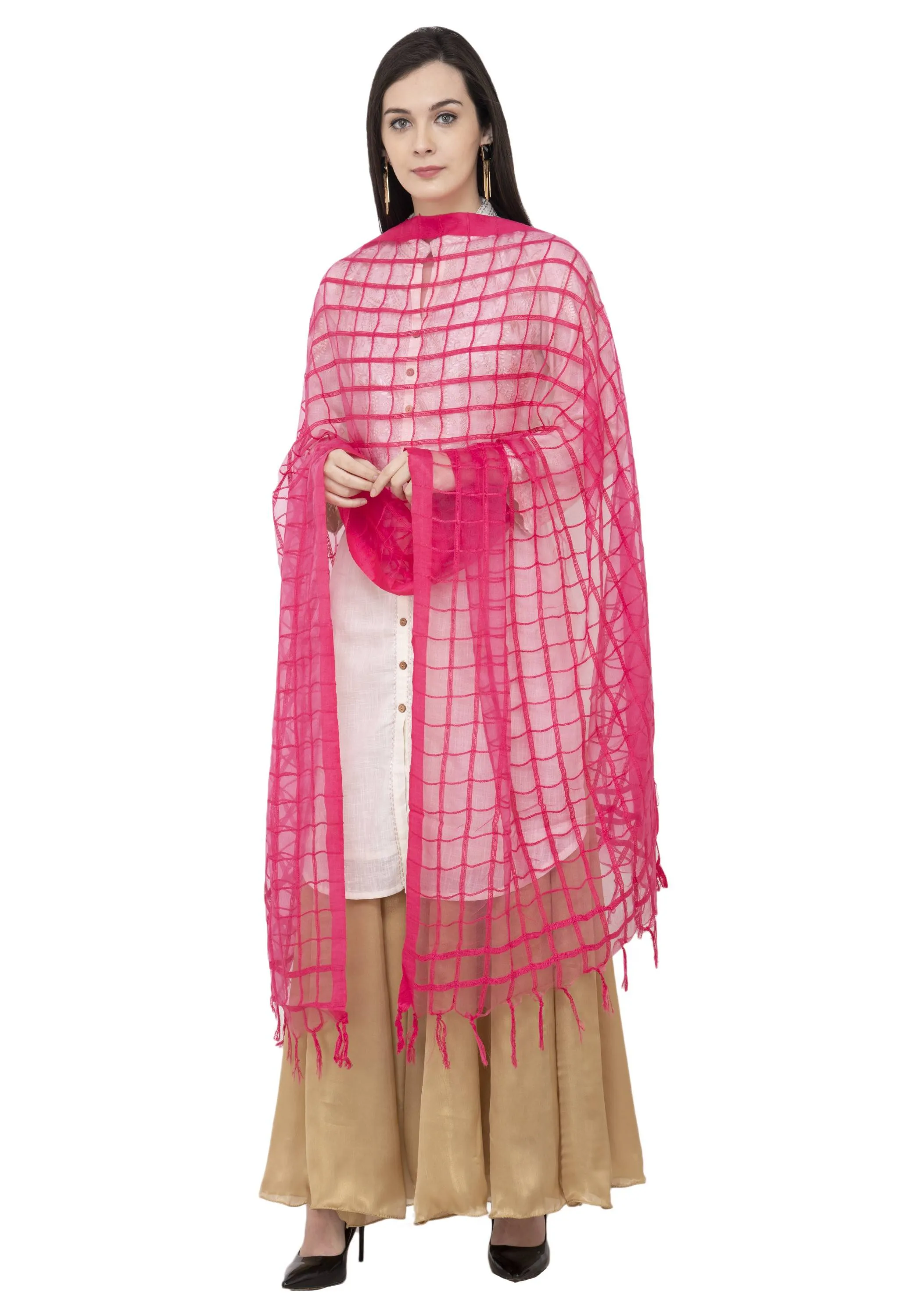 A R SILK Golden Color Fancy Silk Dupattas and Chunnis