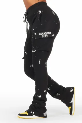 Optimized title: Stylish Antonia Black Cargo Stacked Track Pants