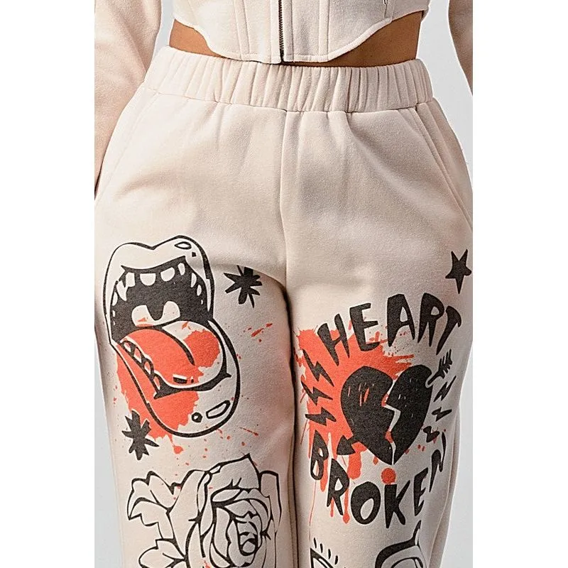 ATHINA CASUAL JACKET AND GRAPHIC PANTS SET