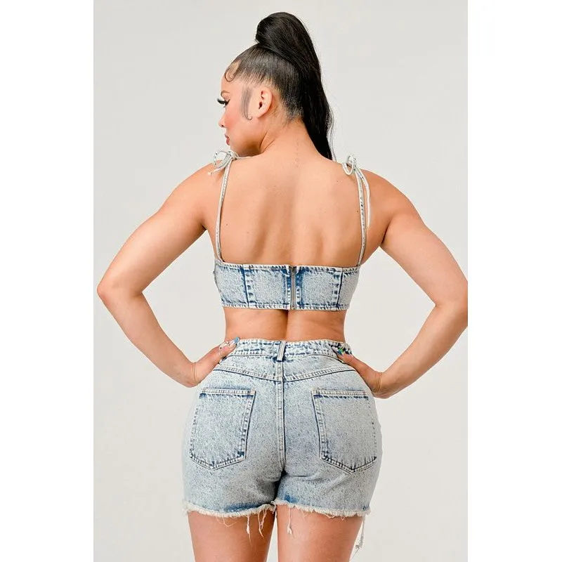 ATHINA No strings attached distressed denim set