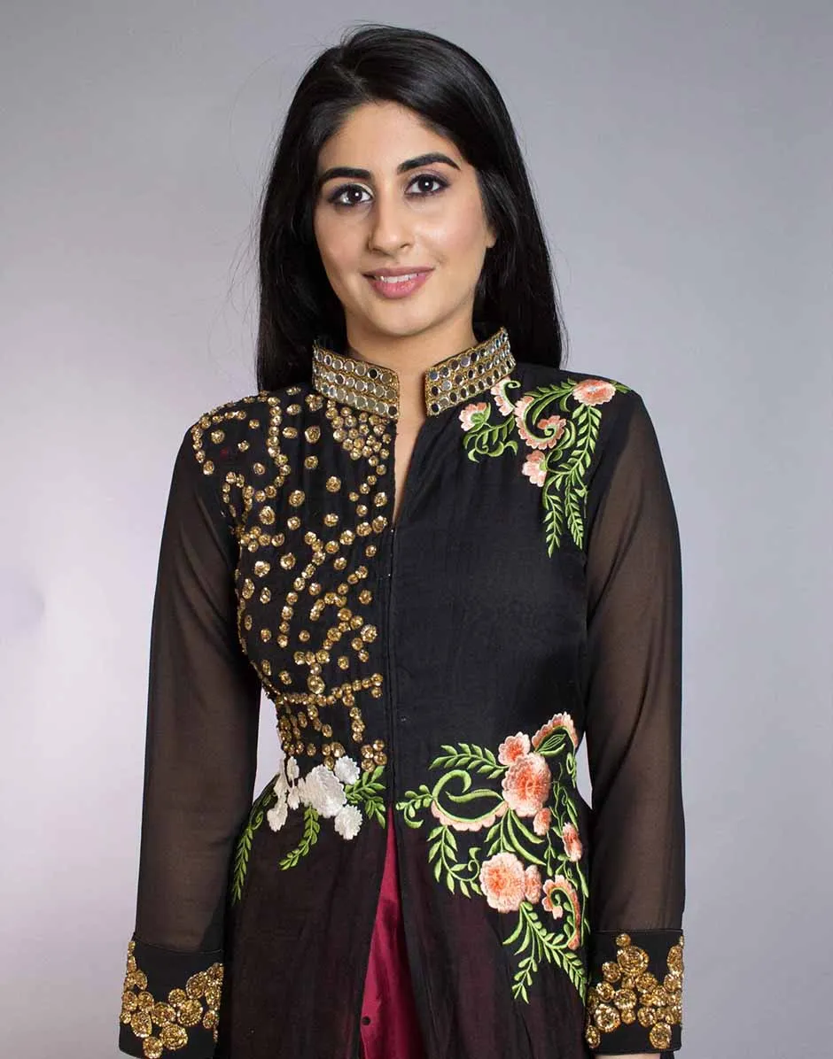 Black Silk Partywear Gowns - Rent