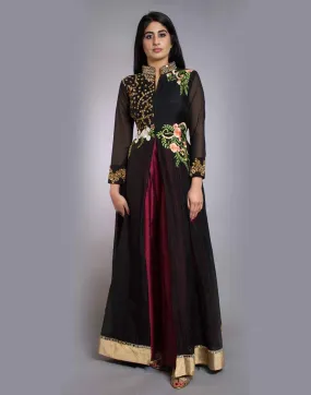 Black Silk Partywear Gowns - Rent