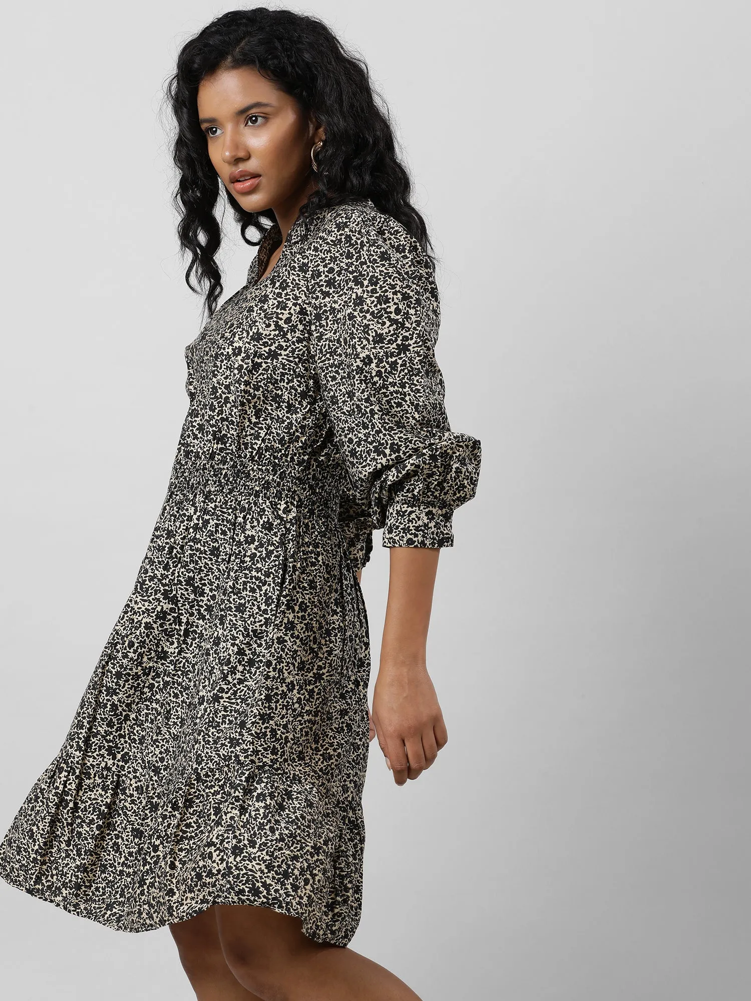 Casual Brown Printed Dress