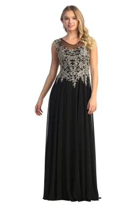 Cindy Collection 50425 Black Gold Sequin A Line Dress 8 Colors