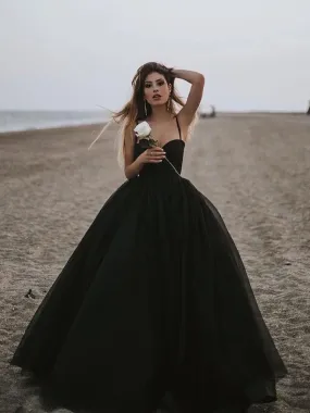 Formal Women's Dresses Sweetheart Neck Black Tulle Prom Gowns Black Tulle Prom Dresses, Black Formal Evening Dresses Prom Dresses Stores