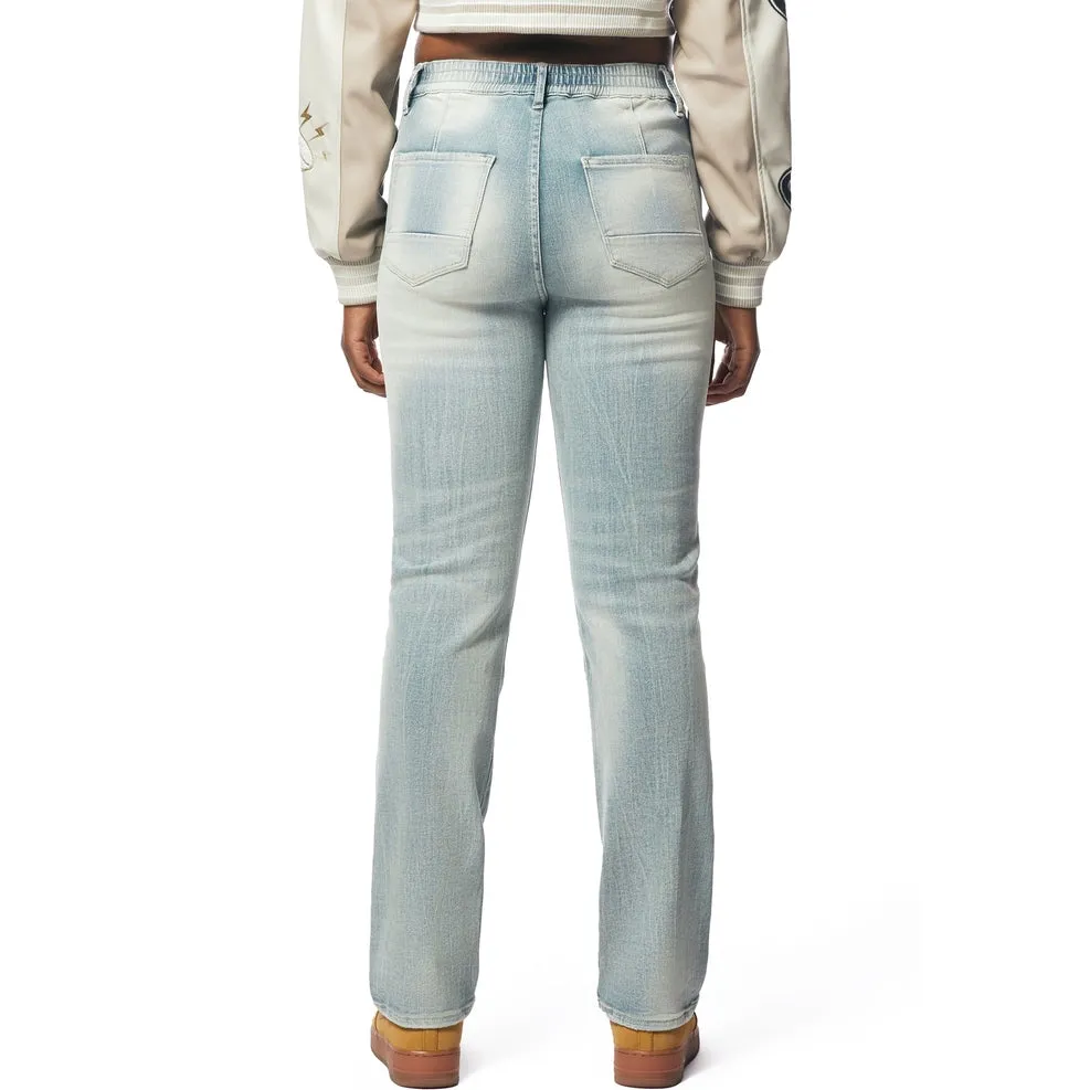 High Rise Varsity Straight Pants - Elm Blue