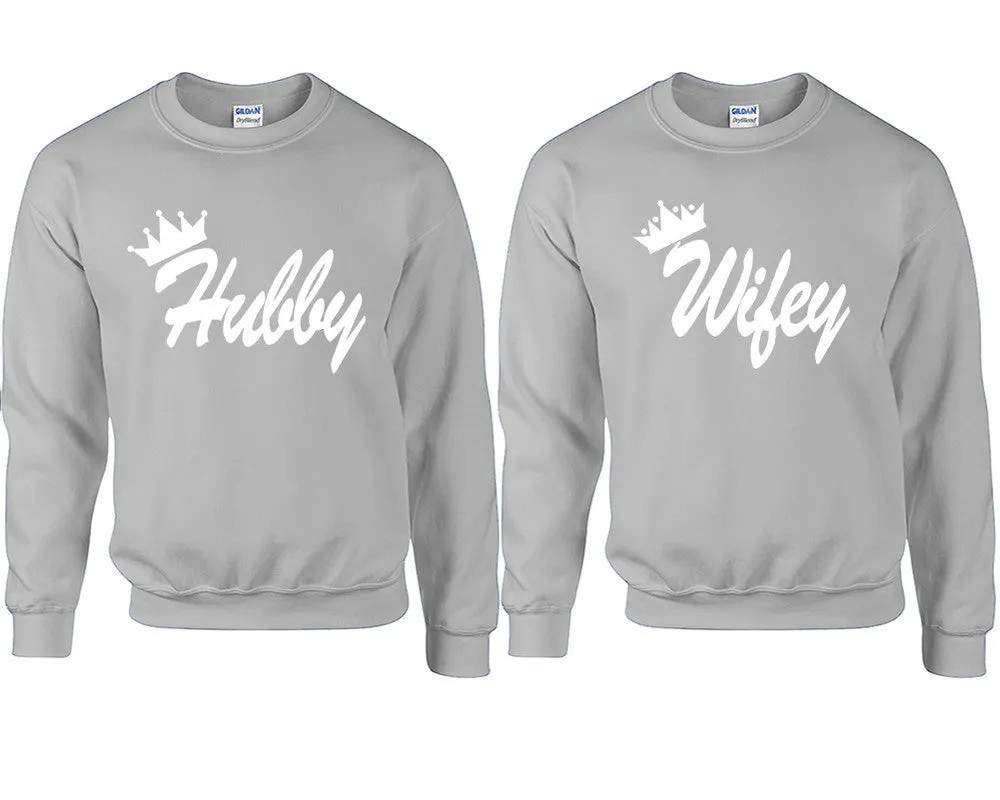 Hubby Wifey Couple Matching Sweaters, Couple Crewnecks