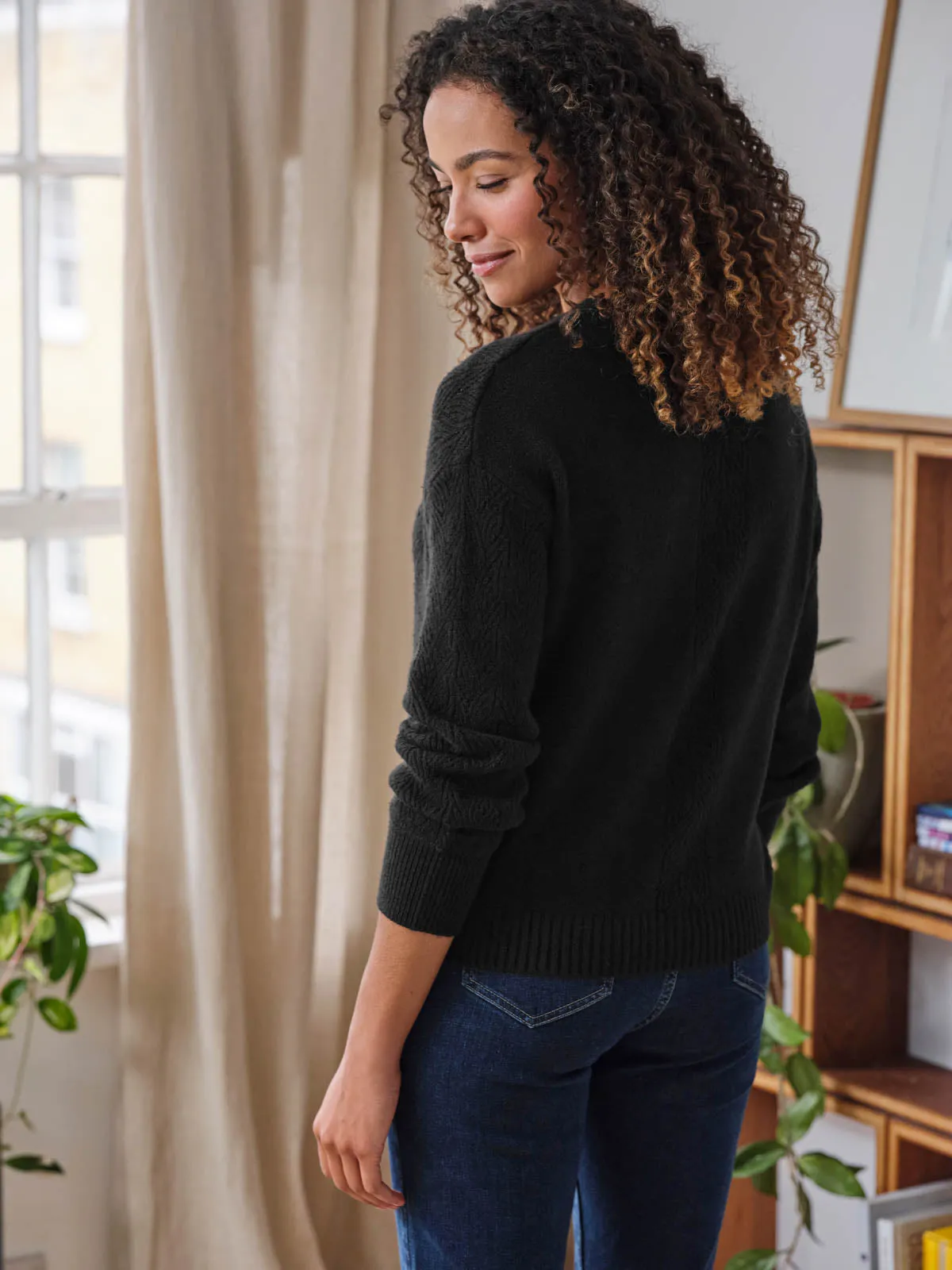 Ivanna Organic Cotton Pointelle Jumper - Black