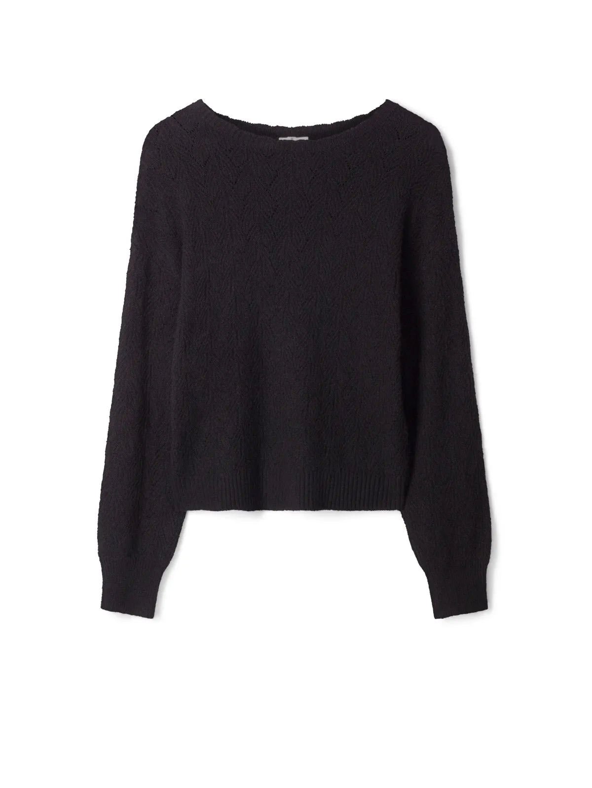 Ivanna Organic Cotton Pointelle Jumper - Black