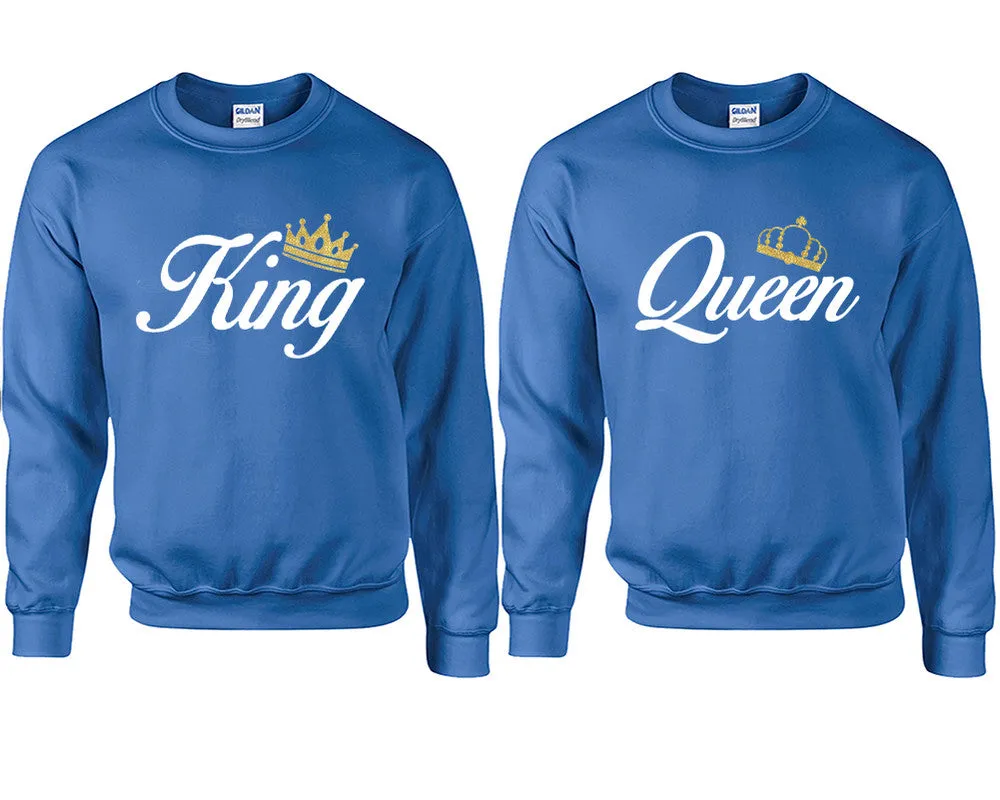 King Queen Couple Matching Sweaters, Couple Crewnecks