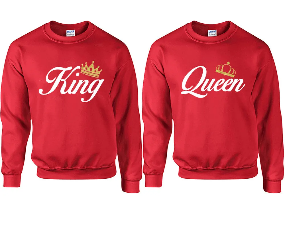 King Queen Couple Matching Sweaters, Couple Crewnecks