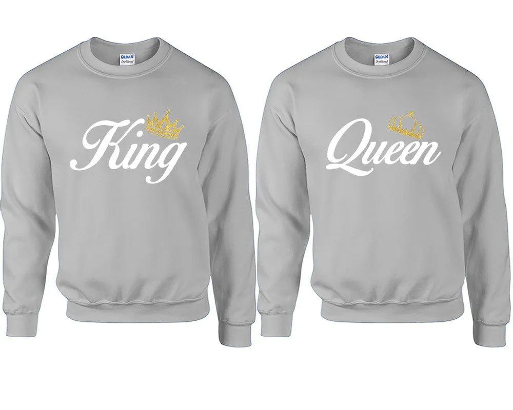 King Queen Couple Matching Sweaters, Couple Crewnecks