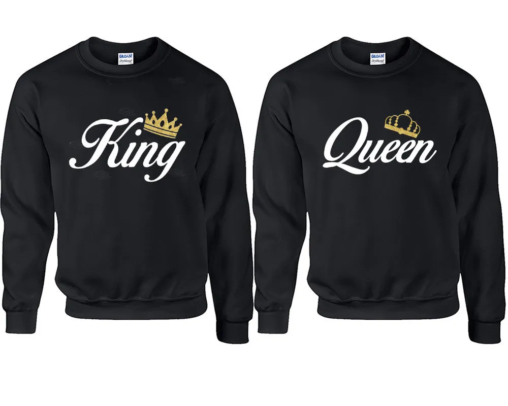 King Queen Couple Matching Sweaters, Couple Crewnecks