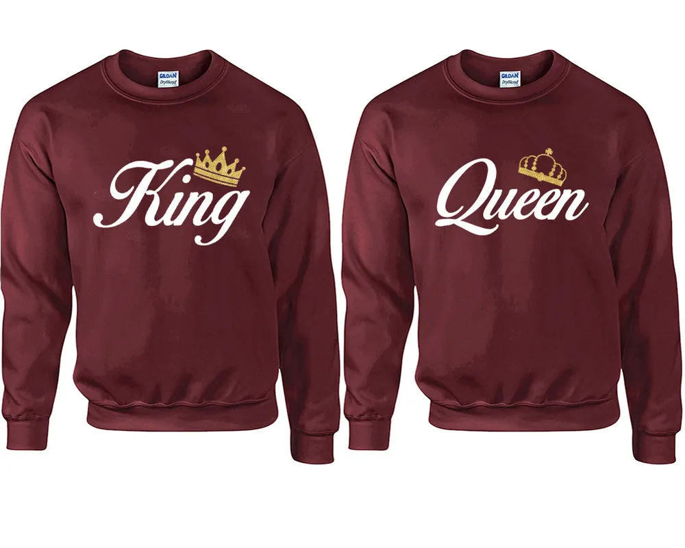 King Queen Couple Matching Sweaters, Couple Crewnecks
