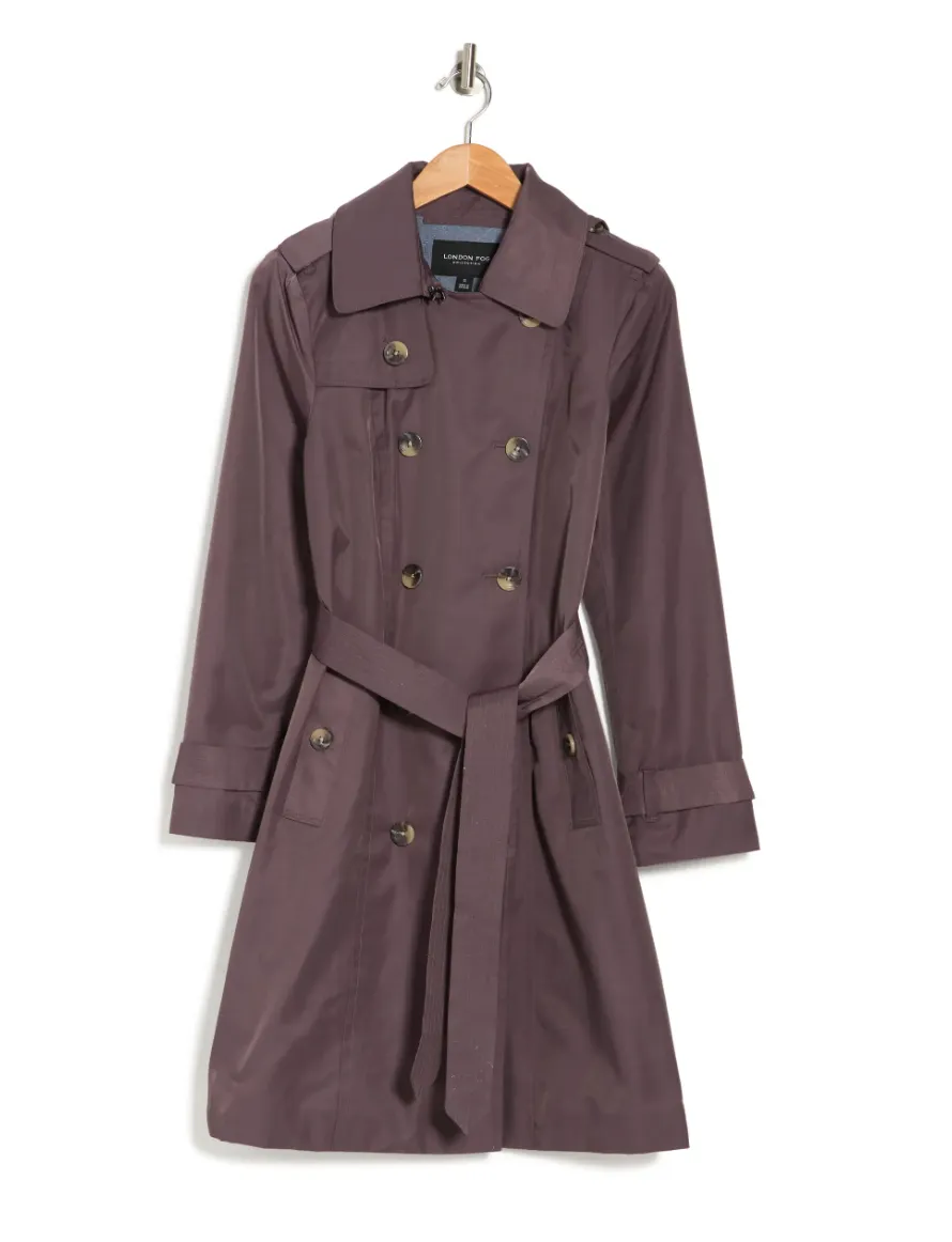 LONDON FOG Women’s Double-Breasted Tie Waist Trench Coat  L722702T74 Size L