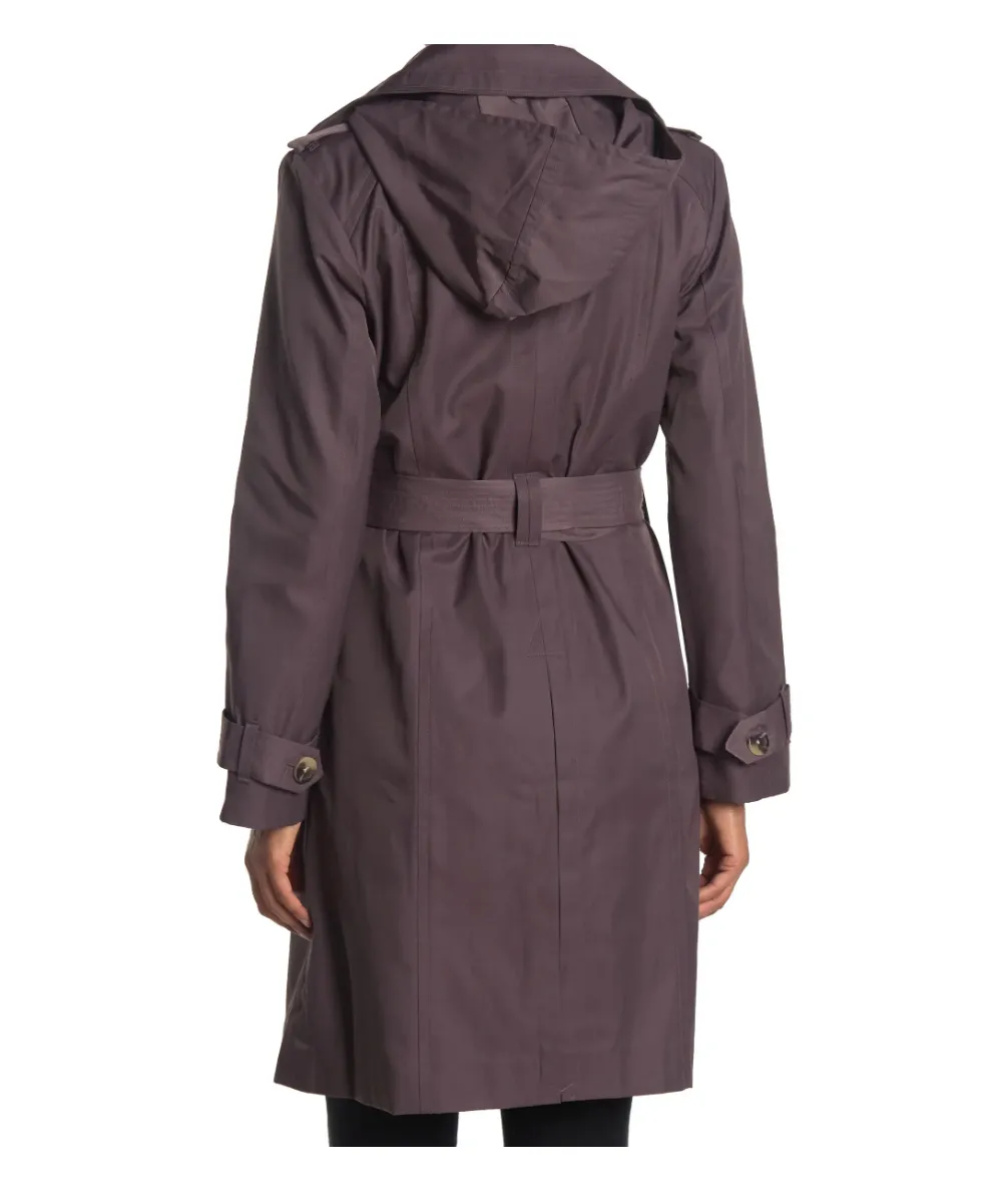 LONDON FOG Women’s Double-Breasted Tie Waist Trench Coat  L722702T74 Size L