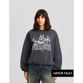 Grey Printed Sweatshirt with Minor Fault