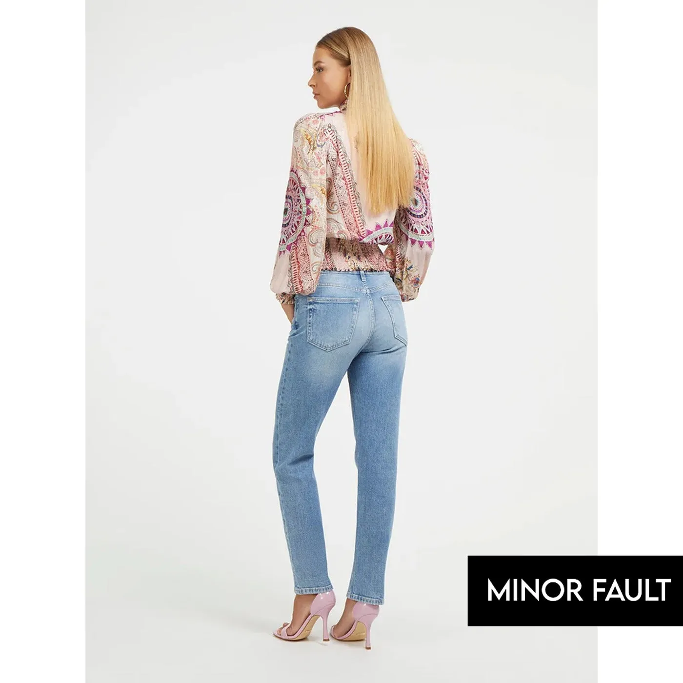 (Minor Fault) Mid Blue High Rise Straight Jeans