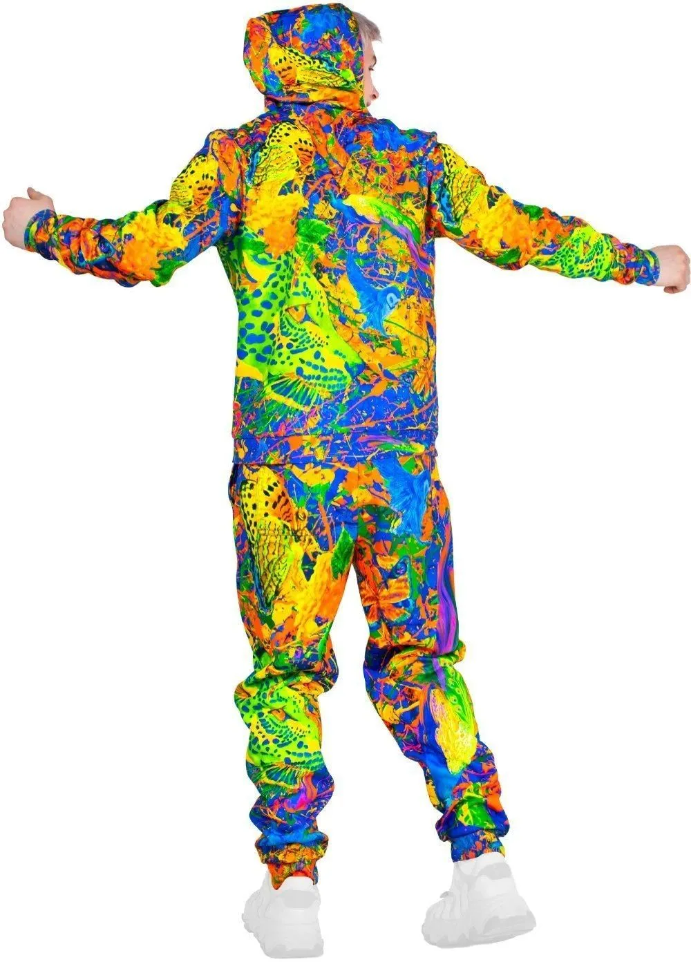 Neon Sweatpants UV Fluorescent Print Splash Flamingo