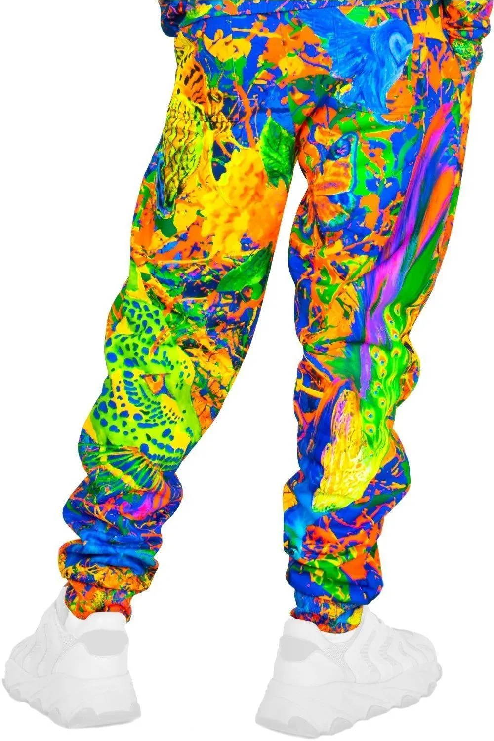 Neon Sweatpants UV Fluorescent Print Splash Flamingo