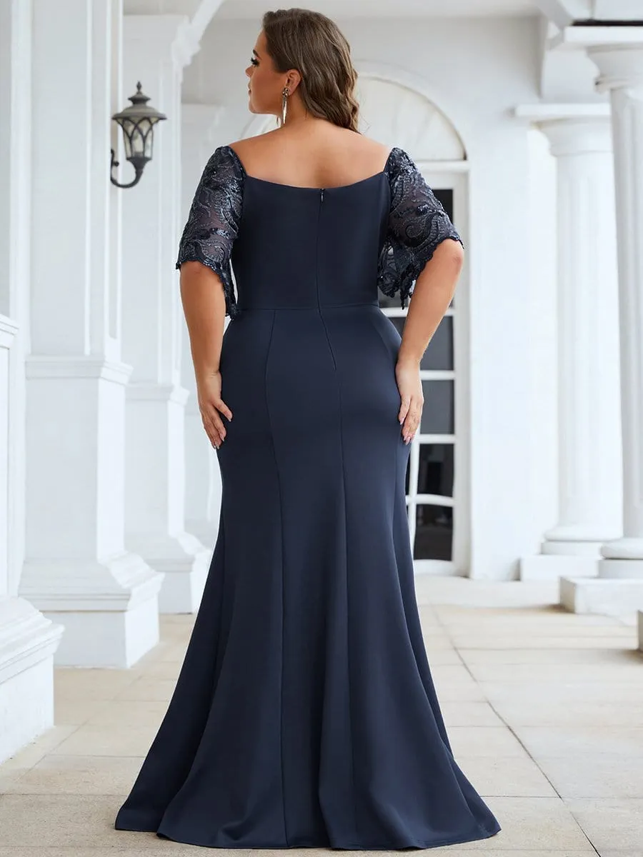 Sexy V Neck Maxi Bodycon Evening Dress with Flare Sleeves