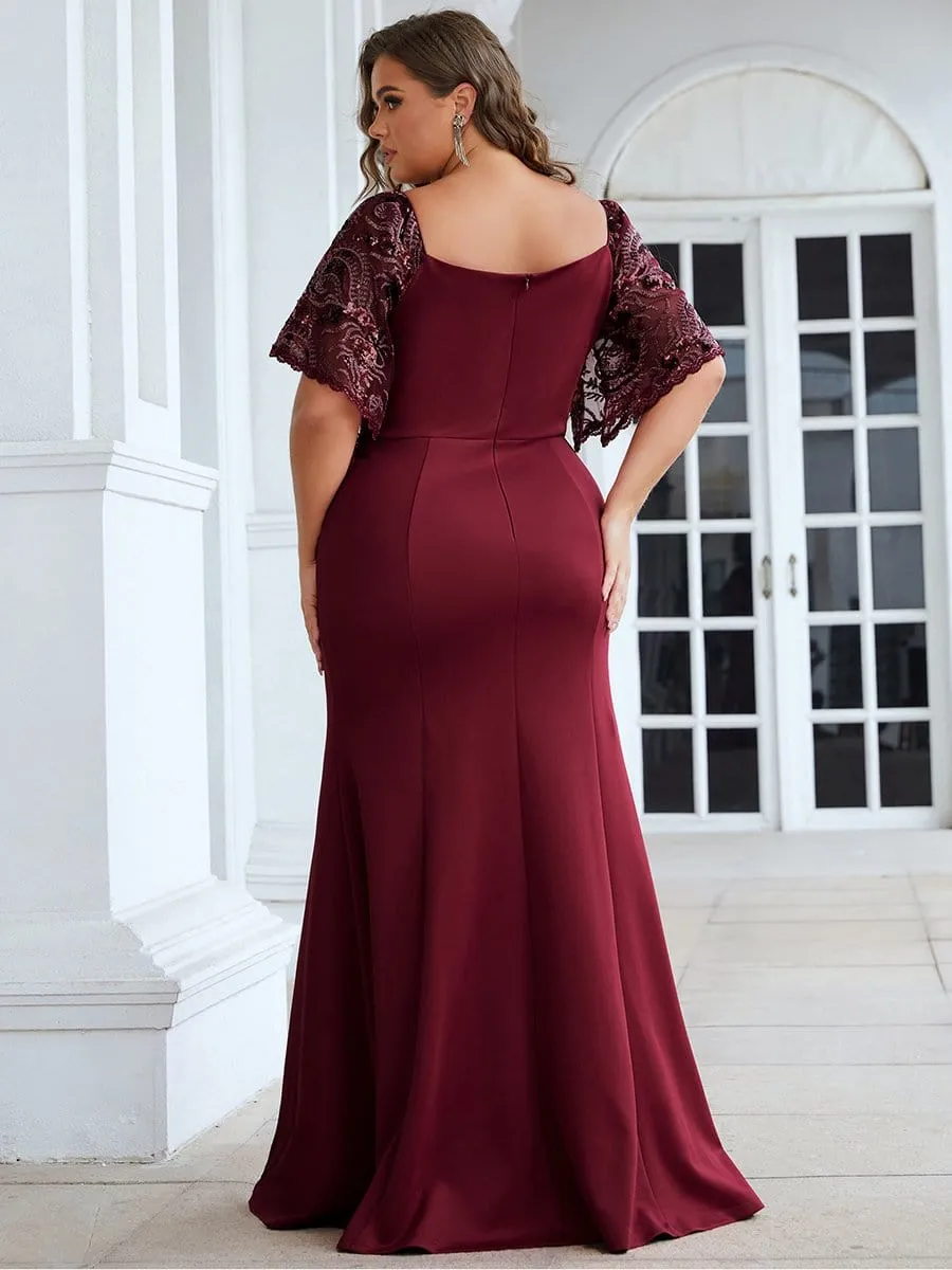 Sexy V Neck Maxi Bodycon Evening Dress with Flare Sleeves