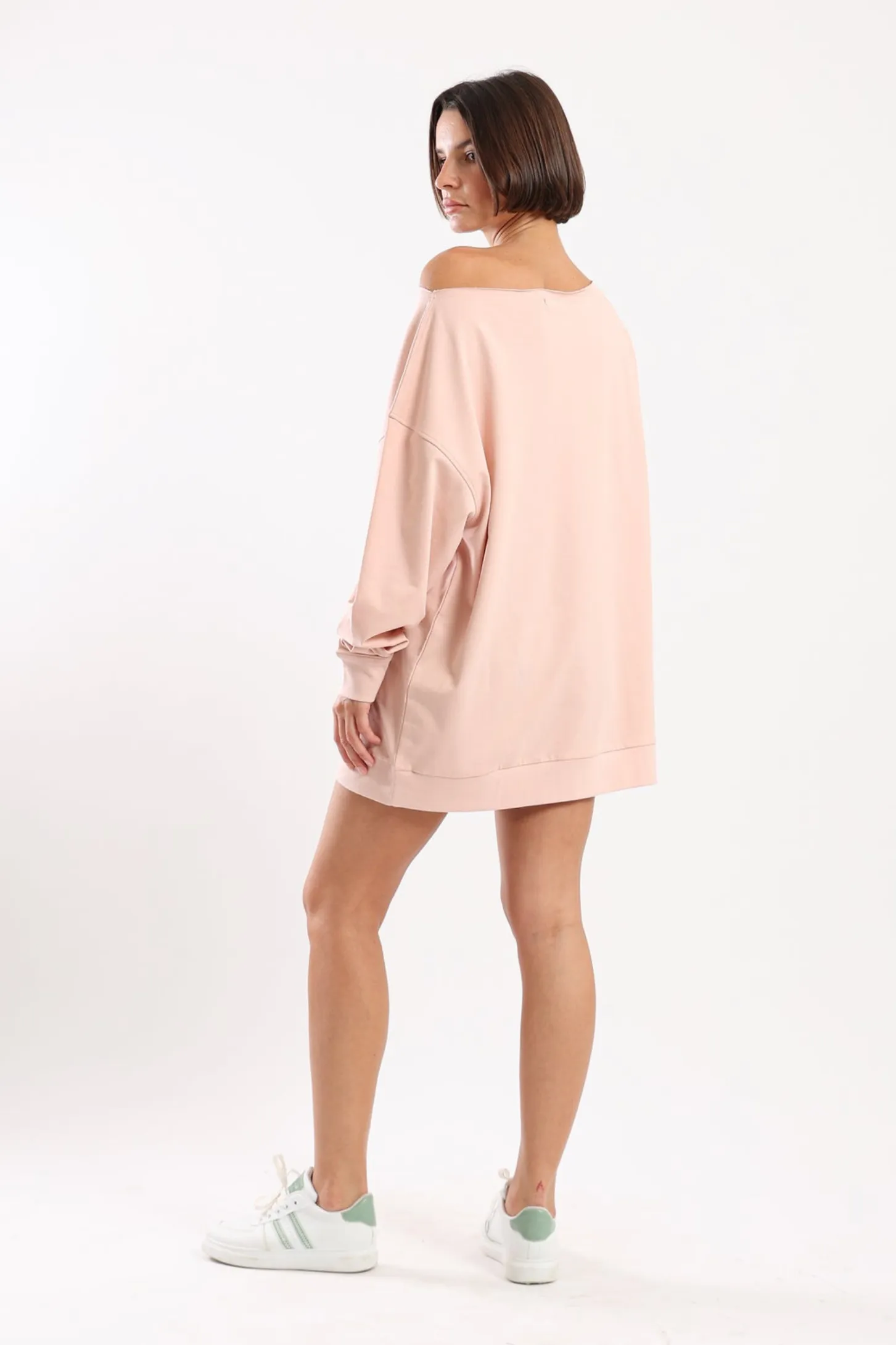 VERSATILE OFF SHOULDER SWEATER - BLUSH