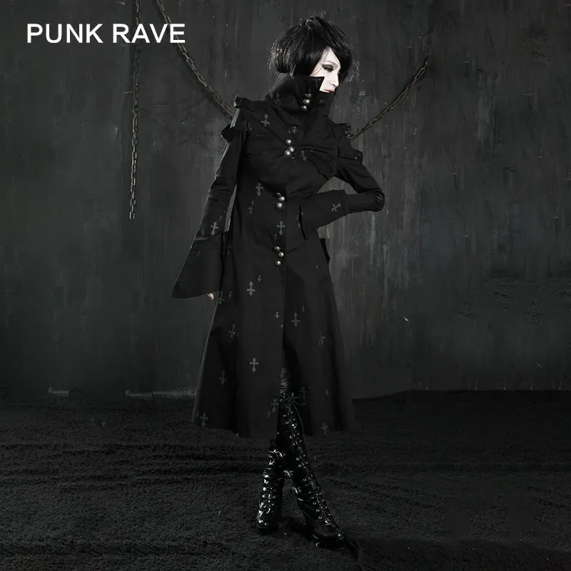 Y-209 Winter Ankle Length Long Gothic Trench Coats With High Neck